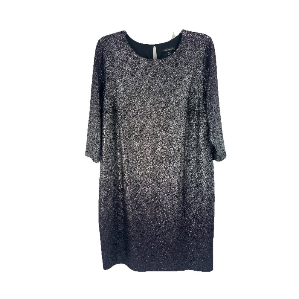 Lane Bryant Silver Metallic Shift Dress Sz 18/20 Sz 2X Cocktail Event Sparkly - Picture 1 of 5